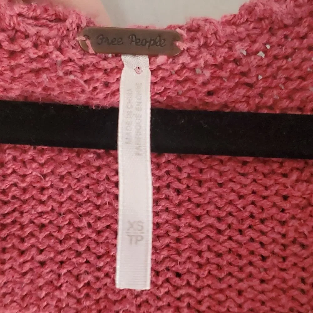 Free People Net Knit Hooded Sweater